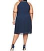 Ignite Evenings Plus Size Braid Bead Halter Neck Sleeveless Ruffle Chiffon Dress, Color:Navy - Image 2