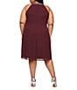 Color:Fig - Image 2 - Plus Size Braid Bead Halter Neck Sleeveless Ruffle Chiffon Dress