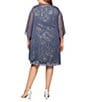 Ignite Evenings Plus Size Chiffon 3/4 Sleeve Open Jacket Foil Print A-Line Dress, Color:Steel - Image 2