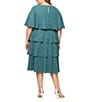 Ignite Evenings Plus Size Chiffon Tea Length Tiered Foiled Midi Dress, Color:Pine - Image 2