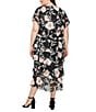 Color:Black Multi - Image 2 - Plus Size Floral Chiffon Tiered Midi Dress