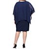 Ignite Evenings Plus Size Glitter Knit Embellished V Neck Chiffon Cascade Overlay Dress - Image 2