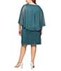 Alex Evenings Ignite Evenings Plus Size Glitter Mesh Overlay Bodice Capelet Sleeve Sheath Dress, Color:Pine - Image 2