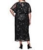 Ignite Evenings Plus Size Power Mesh Sequin Blouson Short Flutter Sleeve Midi Dress - Image 2