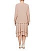 Color:Blush - Image 2 - Plus Size Scoop Neck Long Sleeve Sequin Shoulder Midi Tiered Hem Jacket Dress