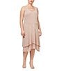 Color:Blush - Image 3 - Plus Size Scoop Neck Long Sleeve Sequin Shoulder Midi Tiered Hem Jacket Dress