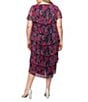 Ignite Evenings Plus Size Shimmer Bodre Short Caplet Sleeve Tiered Midi Dress - Image 2