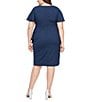 Ignite Evenings Plus Size Short Sleeve Surplice V-Neck Sheath Dress, Color:Navy - Image 2