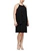 Color:Black - Image 1 - Plus Size Sleeveless Embellished Halter Neck Chiffon Dress