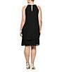 Color:Black - Image 2 - Plus Size Sleeveless Embellished Halter Neck Chiffon Dress