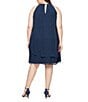 Color:Navy - Image 2 - Plus Size Sleeveless Embellished Halter Neck Chiffon Dress