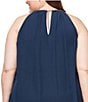 Color:Navy - Image 4 - Plus Size Sleeveless Embellished Halter Neck Chiffon Dress