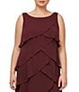 Color:Fig - Image 3 - Plus Size Sleeveless Round Neck Chiffon Tiered Dress