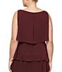 Color:Fig - Image 4 - Plus Size Sleeveless Round Neck Chiffon Tiered Dress