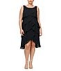 Color:Black - Image 1 - Plus Size Sleeveless Round Neck Chiffon Tiered Dress