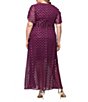 Ignite Evenings Plus Size Surplice V-Neck Flutter Sleeve Cascade Ruffle Chiffon Foil Printed Gown - Image 2