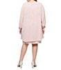 Ignite Evenings Plus Size Tulip Overlay Boat Neck 3/4 Split Sleeve Sheath Dress, Color:Faded Rose - Image 2
