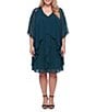 Ignite Evenings Plus Size V Neck Beaded Chiffon Jacket Dress - Image 1