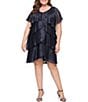 Ignite Evenings Plus Size V-Neck Shimmer Tiered Short Sleeve Dress - Image 3