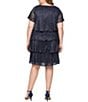Ignite Evenings Plus Size V-Neck Shimmer Tiered Short Sleeve Dress - Image 4