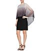 Color:Black/Silver - Image 1 - Round Neck 3/4 Sleeve Shimmery Ombre Bodre Popover Dress