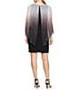 Color:Black/Silver - Image 2 - Round Neck 3/4 Sleeve Shimmery Ombre Bodre Popover Dress