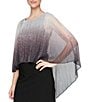Color:Black/Silver - Image 3 - Round Neck 3/4 Sleeve Shimmery Ombre Bodre Popover Dress