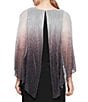 Color:Black/Silver - Image 4 - Round Neck 3/4 Sleeve Shimmery Ombre Bodre Popover Dress