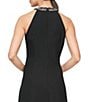 Color:Black - Image 4 - Beaded Halter Neck Satin Back Crepe High-Low Ruffle Front Sleeveless Dress