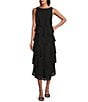 Ignite Evenings Scoop Neck Sleeveless Tiered Chiffon Midi Dress, Color:Black - Image 1