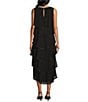Ignite Evenings Scoop Neck Sleeveless Tiered Chiffon Midi Dress, Color:Black - Image 2