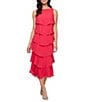 Ignite Evenings Scoop Neck Sleeveless Tiered Chiffon Midi Dress, Color:Watermelon - Image 1