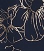 Color:Navy/Rose Gold - Image 3 - Short Caplet Sleeve Round Neck Asymmetric Floral Overlay Long Dress