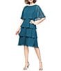 Ignite Evenings Short Chiffon Tiered Beaded Shoulder Dress - Image 1