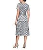 Ignite Evenings Short Flutter Sleeve Cold Shoulder Surplice V-Neck Polka Dot Tier Chiffon Dress, Color:Gunmetal - Image 2