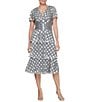 Ignite Evenings Short Flutter Sleeve Cold Shoulder Surplice V-Neck Polka Dot Tier Chiffon Dress - Image 1