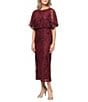 Ignite Evenings Short Flutter Sleeve Sequin Blouson Midi Dress - Image 1