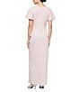 Ignite Evenings Short Flutter Sleeve V-Neck Glitter Knit Empire Embellished Waist Faux Wrap Maxi Dress, Color:Blush - Image 2