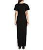 Ignite Evenings Short Flutter Sleeve V-Neck Glitter Knit Empire Embellished Waist Faux Wrap Maxi Dress, Color:Black - Image 2