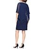 Ignite Evenings Short Glitter Chiffon Overlay Bodice Embellished V-Neckline Dress - Image 2