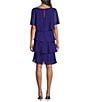 Ignite Evenings Short Sleeve Chiffon Tiered Shift Dress - Image 2