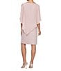 Color:Faded Rose - Image 2 - Short Sleeve Crew Neck Asymmetric Overlay Bodice Glitter Sheath Dress