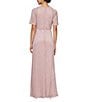 Color:Faded Rose - Image 2 - Short Sleeve Embellished Cutout Crew Neck Front Slit Gown