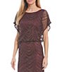 Color:Fig - Image 3 - Short Sleeve Fringe Hem Crochet Blouson Round Neck Long Dress