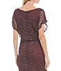 Color:Fig - Image 4 - Short Sleeve Fringe Hem Crochet Blouson Round Neck Long Dress