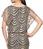 Color:Black/Gold - Image 4 - Short Sleeve Fringe Hem Crochet Blouson Round Neck Maxi Dress