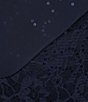 Color:New Navy - Image 3 - Short Sleeve Round Neck Beaded Sequin Floral Lace Capelet Gown