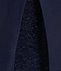 Color:Navy - Image 3 - Short Flutter Sleeve V-Neck Sequin Lace Detail Front Slit A-Line Gown