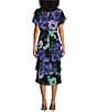 Color:Navy Multi - Image 2 - Short Sleeve V-Neck Tiered Floral Midi Dress