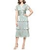 Ignite Evenings Short Sleeve V-Neck Tiered Floral Midi Dress - Image 1